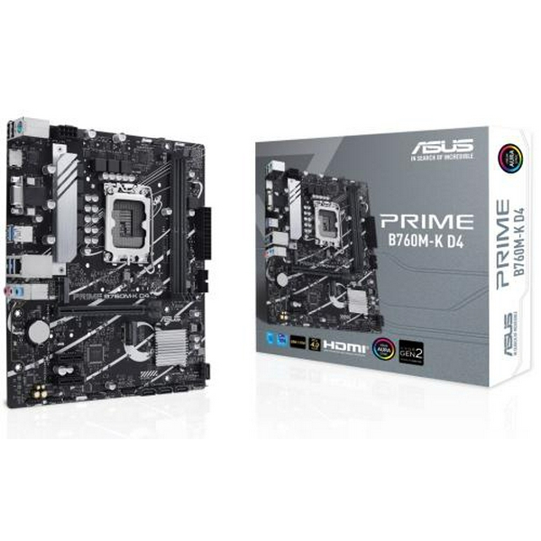 Материнська плата LGA1700, Asus PRIME B760M-K D4, B760, 2xDDR4, Int.Video(CPU), 4xSATA3, 2xM.2, 1xPCI-E 16x 4.0, 2xPCI-E 1x 4.0, Realtek 7.1, Realtek 2.5Gb, 5xUSB3.2/4xUSB2.0, VGA/HDMI, MicroATX