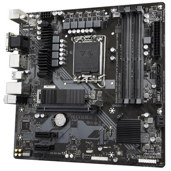 Материнська плата LGA1700, Gigabyte B760M DS3H DDR4, B760, 4xDDR4, Int.Video(CPU), 4xSATA3, 2xM.2, 1xPCI-E 16x 4.0, 2xPCI-E 1x 3.0, Realtek 7.1, RTL8125BG, 6xUSB3.2/6xUSB2.0, VGA/HDMI/2xDP, MicroATX - 4
