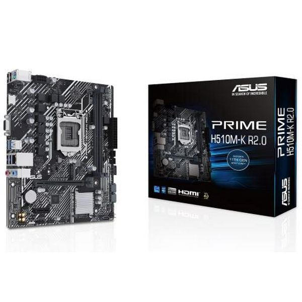 Мат.плата 1200 (H470) Asus PRIME H510M-K R2.0, H470, 2xDDR4, Int.Video(CPU), 4xSATA3, 1xM.2, 1xPCI-E 16x 4.0, 1xPCI-E 1x 3.0, ALC897, RTL8111H, 6xUSB3.2/6xUSB2.0, VGA/HDMI, MicroATX