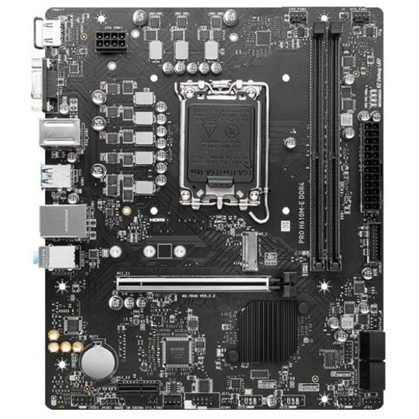 Мат.плата LGA1700, MSI PRO H610M-E DDR4, H610, 2xDDR4, Int.Video(CPU), 4xSATA3, 1xM.2, 1xPCI-E 16x 4.0, 1xPCI-E 1x 3.0, ALC897, RTL8111H, 4xUSB3.2/8xUSB2.0, VGA/HDMI, MicroATX - 2