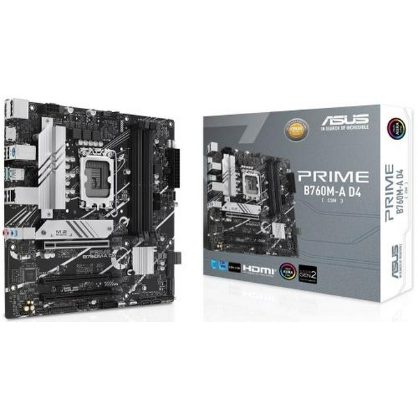 Материнська плата LGA1700, Asus PRIME B760M-A D4-CSM, B760, 4xDDR4, Int.Video(CPU), 4xSATA3, 2xM.2, 3xPCI-E 16x 4.0, Realtek 7.1, Realtek 2.5Gb, 5xUSB3.2/7xUSB2.0, HDMI/DP, MicroATX