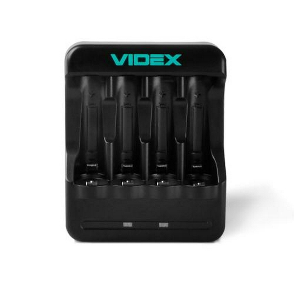 Зарядний пристрій Videx N401, Black, 4 x AA/AAA Ni-MH/Cd (300 mAh, 2.96V), microUSB (5V/1A), LED індикатор, 2 парні канали (VCH-N401)