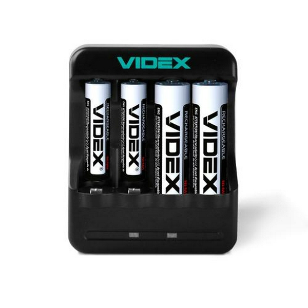 Зарядний пристрій Videx N401, Black, 4 x AA/AAA Ni-MH/Cd (300 mAh, 2.96V), microUSB (5V/1A), LED індикатор, 2 парні канали (VCH-N401) - 2