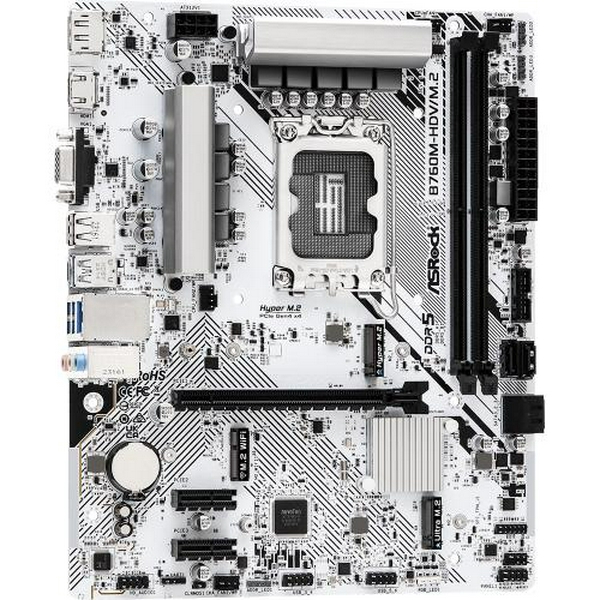 Материнська плата LGA1700, ASRock B760M-HDV/M.2, B760, 2xDDR5, Int.Video(CPU), 4xSATA3, 2xM.2, 1xPCI-E 4.0 x16, 2xPCI-E 3.0 x1, 1xM.2 (Key E), ALC897, RTL8125BG, 6xUSB3.2/5xUSB2.0, VGA/HDMI/DP, MicroATX - 4
