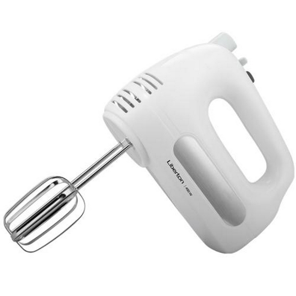 Міксер Liberton LHM-2803, White, 450W, ручний, 6 швидкостей, турбо режим, вінчики, гаки для замісу тіста, корпус з ABS пластику