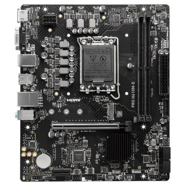 Мат.плата LGA1700, MSI PRO H610M-E, H610, 2xDDR5, Int.Video(CPU), 4xSATA3, 1xM.2, 1xPCI-E 4.0 x16, 1xPCI-E 3.0 x1, ALC897, RTL8111H, 4xUSB3.2/8xUSB2.0, VGA/HDMI, MicroATX - 2