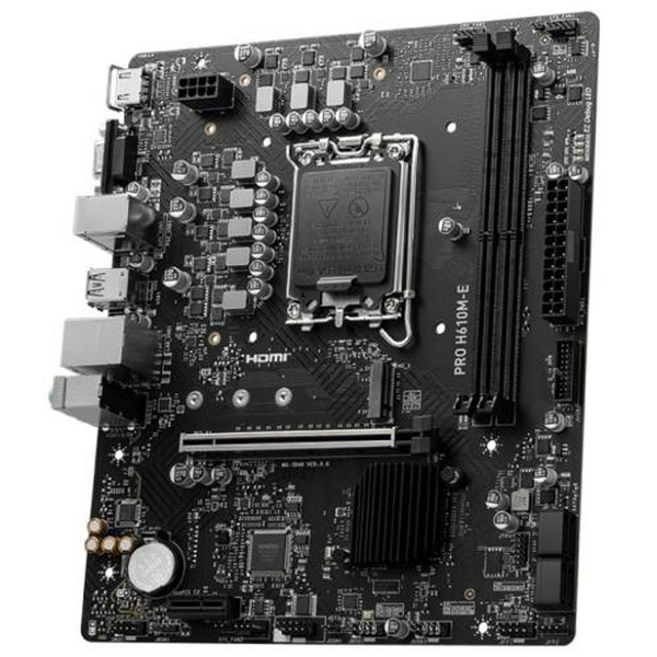 Мат.плата LGA1700, MSI PRO H610M-E, H610, 2xDDR5, Int.Video(CPU), 4xSATA3, 1xM.2, 1xPCI-E 4.0 x16, 1xPCI-E 3.0 x1, ALC897, RTL8111H, 4xUSB3.2/8xUSB2.0, VGA/HDMI, MicroATX - 3