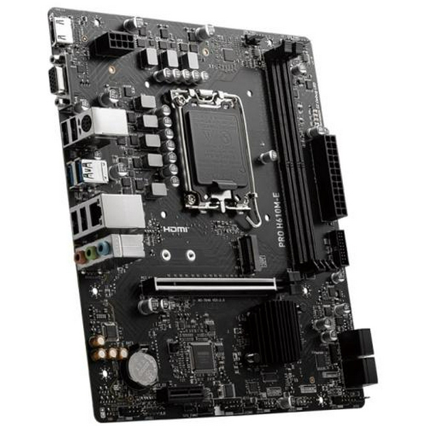 Мат.плата LGA1700, MSI PRO H610M-E, H610, 2xDDR5, Int.Video(CPU), 4xSATA3, 1xM.2, 1xPCI-E 4.0 x16, 1xPCI-E 3.0 x1, ALC897, RTL8111H, 4xUSB3.2/8xUSB2.0, VGA/HDMI, MicroATX - 4