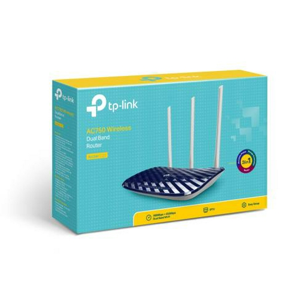 Роутер TP-LINK Archer C20, Wi-Fi 802.11a/b/g/n/ac, до 733 Mb/s, 2.4/5GHz, 4 LAN 10/100 Mb/s, RJ45 10/100Mb/s (FE), IPTV, FTP server / Print server, 3 зовнішні незнімні антени - 4