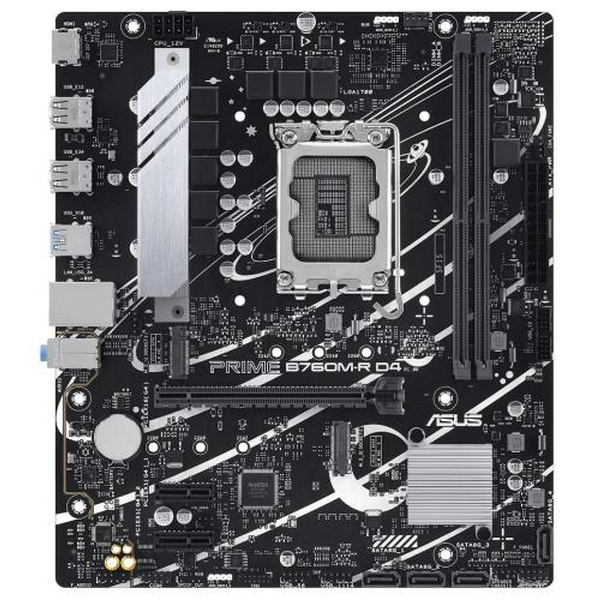 Материнська плата LGA1700, Asus PRIME B760M-R D4, B760, 2xDDR4, Int.Video(CPU), 4xSATA3, 2xM.2, 1xPCI-E 4.0 x16, 2xPCI-E 4.0 x1, Realtek 7.1, Realtek 2.5Gb, 6xUSB3.2/6xUSB2.0, HDMI, MicroATX - 2
