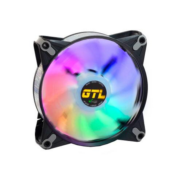 Вентилятор 120 мм, GTL Multicolor B1, Black/White, 120x120x25 мм, ARGB підсвічування, 800-1600 об/хв, 23-32.6 дБ, 4-pin (PWM, 50 см) / 3-pin (RGB, 50 см) (GTL-120LMCB1P ARGB)