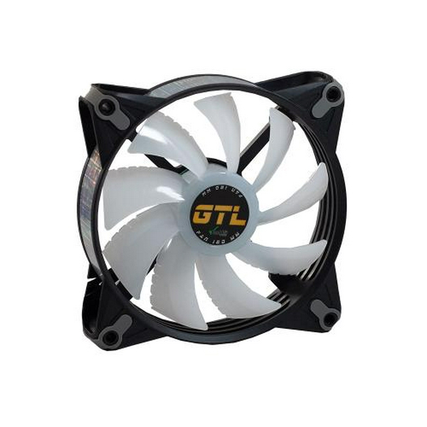 Вентилятор 120 мм, GTL Multicolor B1, Black/White, 120x120x25 мм, ARGB підсвічування, 800-1600 об/хв, 23-32.6 дБ, 4-pin (PWM, 50 см) / 3-pin (RGB, 50 см) (GTL-120LMCB1P ARGB) - 2