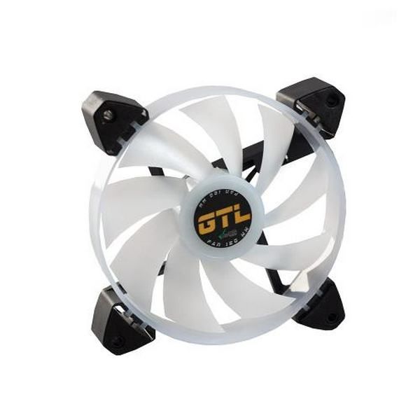 Вентилятор 120 мм, GTL Multicolor B3, White/Black, 120x120x25 мм, ARGB підсвічування, 800-1600 об/хв, 23-32.6 дБ, 4-pin (PWM, 50 см) / 3-pin (RGB, 50 см) (GTL-120LMCB3P ARGB) - 2