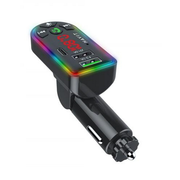 FM-модулятор Havit HV-FM813BT, Black, від прикурювача, Bluetooth 5.3 + EDR, 2xUSB / Type-C, microSD / USB / Type-C / AUX / FM передавач (87.5-108МГц) - 3