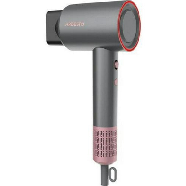 Фен Ardesto HD-R300PT, Grey/Pink, 1600W, 2 швидкості, 3 режими, іонізація, дифузор, концентратор, функція "Cool Shot", захист від перегріву, високопродуктивний BLDC двигун 110000 об/хв