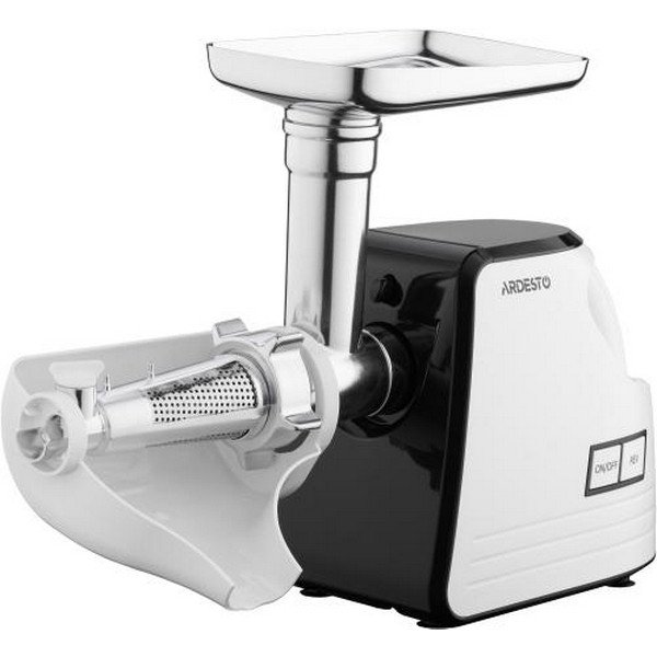 М'ясорубка Ardesto MGA-2300W, White/Black, 2300Вт, 4 диски, соковижималка для томатів та ягід, насадки домашніх ковбасок та кеббе, реверс, 2.2кг/хв - 5
