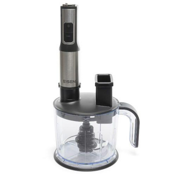 Блендер Eisen EBSS-155WS, Black, 1500W, занурювальний, 15 швидкостей з ступінчатим регулюванням, ТУРБО, мірна склянка 800мл, великий подрібнювач 1500мл, 2 диски для шинкування та терка, насадка-міксер, гаки для тіста, вінчик - 6