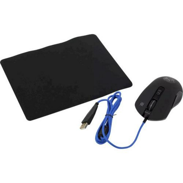 Миша Defender Sleipnir GM-927, Black, USB, оптична, 800-6400 dpi, 60 IPS, 5 програмованих кнопок, райдужне підсвічування, 1.5 м, килимок в комплекті (52927) - 5