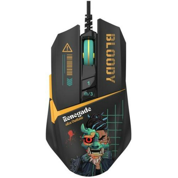 Миша A4Tech W63 Max "Renegade", Midnight, USB, оптична (сенсор MAX BC3332-A 12K), 100 - 12 000 dpi, 250 IPS, 6 кнопок, RGB підсвічування