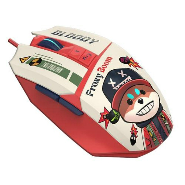 Миша A4Tech W63 Max "Proxy Boom", White/Red, USB, оптична (сенсор MAX BC3332-A 12K), 100 - 12 000 dpi, 250 IPS, 6 кнопок, RGB підсвічування