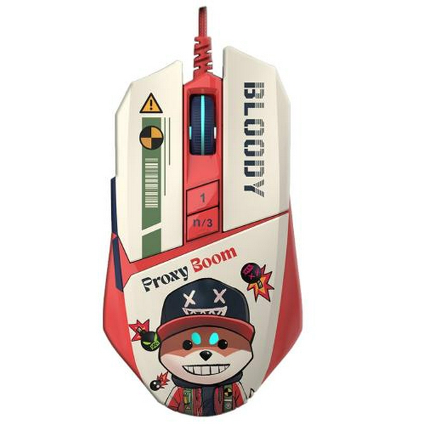 Миша A4Tech W63 Max "Proxy Boom", White/Red, USB, оптична (сенсор MAX BC3332-A 12K), 100 - 12 000 dpi, 250 IPS, 6 кнопок, RGB підсвічування - 2