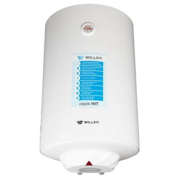 Водонагрівач Willer EV100R-HIT, White, 1500W, 100л, вертикальний, мокрий ТЕН, механічне керування, зовнішній терморегулятор, бак титанокварцова емаль, C, 90.8х45х46.5см - 2