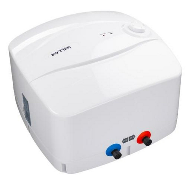 Водонагрівач Willer PU15R New optima mini, White, 1500W, 15л, мокрий ТЕН, вертикальний, механічне керування, під мийкою, квадратний, подача води зверху, зовнішній терморегулятор, D, 38.9x38.9х30.1см - 3