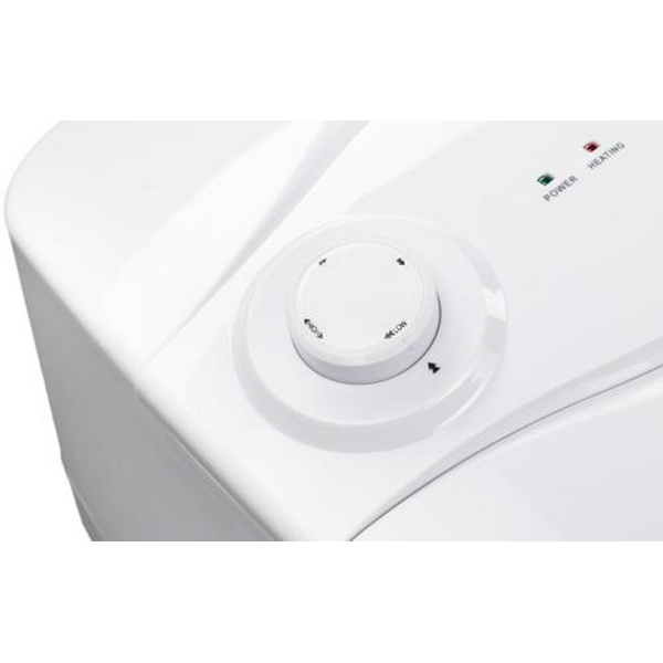 Водонагрівач Willer PU15R New optima mini, White, 1500W, 15л, мокрий ТЕН, вертикальний, механічне керування, під мийкою, квадратний, подача води зверху, зовнішній терморегулятор, D, 38.9x38.9х30.1см - 5