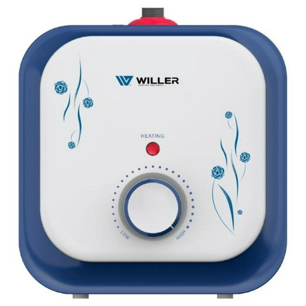 Водонагрівач Willer PU10RF Cubus, White/Blue, 1500W, 10л, мокрий ТЕН, горизонтальний, механічне керування, під мийкою, прямокутний, подача води зверху, зовнішній терморегулятор, В, 25.1x25.1х38.6см - 3