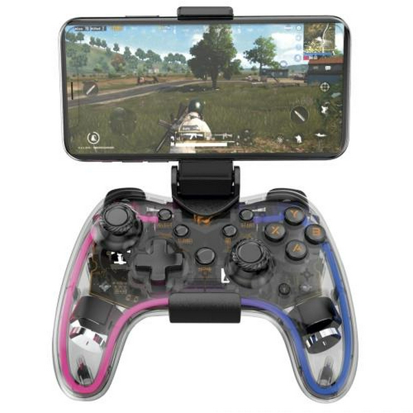 Геймпад Havit G180BT RGB, Transparent, бездротовий (Bluetooth 5.0), PC / Playstation 3/4 / Switch / Android / iOS, кріплення для телефону, акумулятор 800 mAh (HV-G180BT RGB)