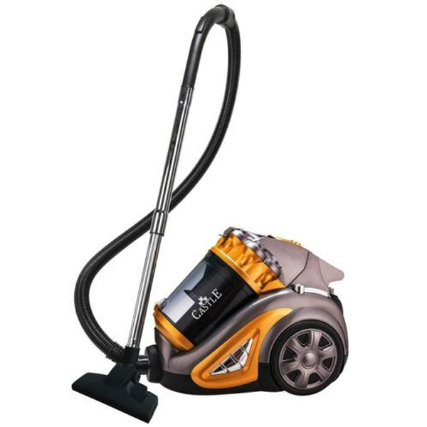 Пилосос Castle CW-102Y, Gray/Yellow, 2000W, безмішковий, циклонний, об'єм пилозбірника 4л, HEPA фільтр, насадки: 2-позиційна, для щілин/меблів