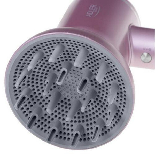 Фен Adler AD-2270P, Pink, 1600W, 3 швидкості, 3 режими, іонізація, дифузор, концентратор захист від перегріву, високопродуктивний BLDC двигун 110000 об/хв - 8