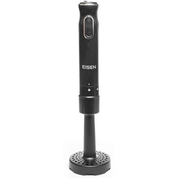 Блендер Eisen EBS-104P, Black, 1000W, занурювальний, 2 швидкості з плавним регулюванням, турбо режим, подрібнювач 400мл, склянка 500мл, насадка для пюре, вінчик - 7