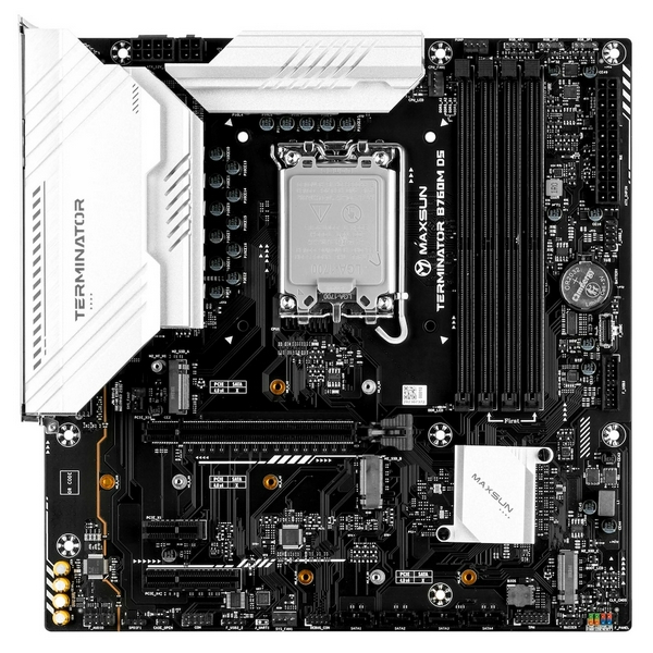 Мат.плата LGA1700, Maxsun Terminator B760M D5, B760, 4xDDR5, Int.Video(CPU), 4xSATA3, 1xPCI-E 16x 5.0, 1xPCI-E 4x 3.0, 3xM.2 4.0, RTL8125B, 2xUSB3.2/6xUSB2.0, DP/HDMI, ARGB, MicroATX (MS-Terminator B760M D5)