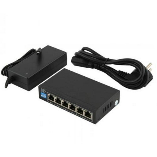 PoE комутатор FoxGate S6004-E2-AI POE (60W), 4х10/100 PoE, 2х100 RJ45 (Uplink), Black - 4