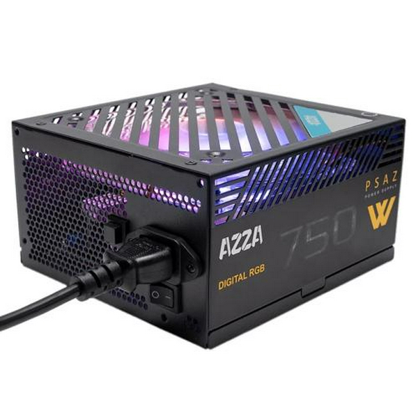 Блок живлення 750 Вт, AZZA, Black, 80+ Bronze, 12 см, ARGB підсвічування, 2xMolex / 5xSATA / 4x6+2-pin / 1x20+4-pin / 2x4+4-pin, захист UVP/OVP/OPP/OCP/SCP (PSAZ-750W ARGB)