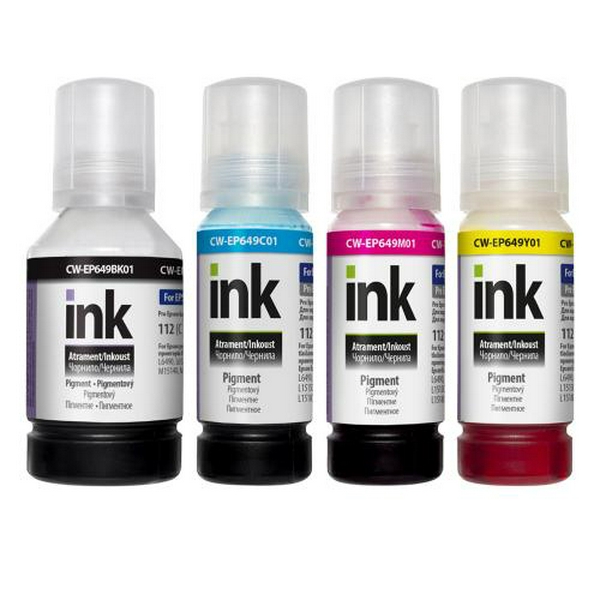 Комплект чорнил ColorWay Epson 112, B/C/M/Y, L6460/L6490/L6550/L6570/L6580, L11160/L15150/L15160/L15180, 1x127 мл + 3x70 мл, пігментні (CW-EP649SET01)