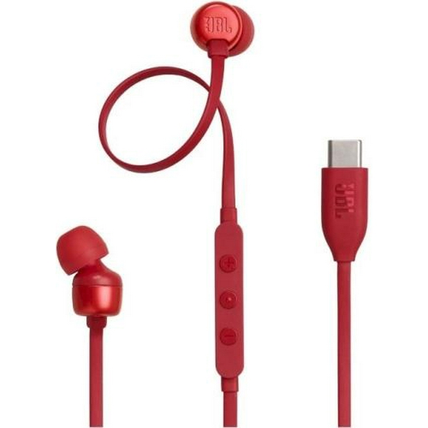 Навушники JBL Tune 310, Red, Type-C, мікрофон, однокнопковий пульт керування, технологія "Pure Bass", алюмінієві вставки (JBLT310CRED)