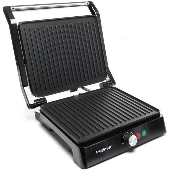 Електрогриль Holmer HCG-221, Black, 2200W, закритий (двосторонній), пластини 26х22см, піддон для жиру, управління механічне - 4