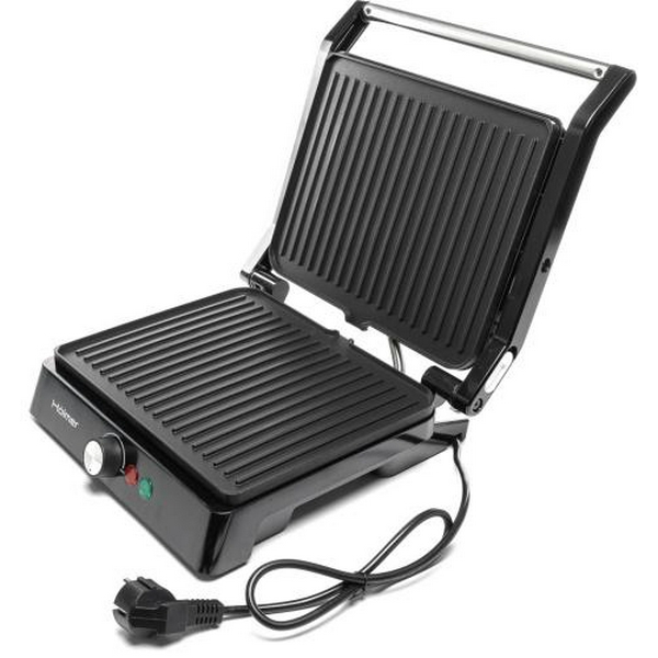 Електрогриль Holmer HCG-221, Black, 2200W, закритий (двосторонній), пластини 26х22см, піддон для жиру, управління механічне - 6