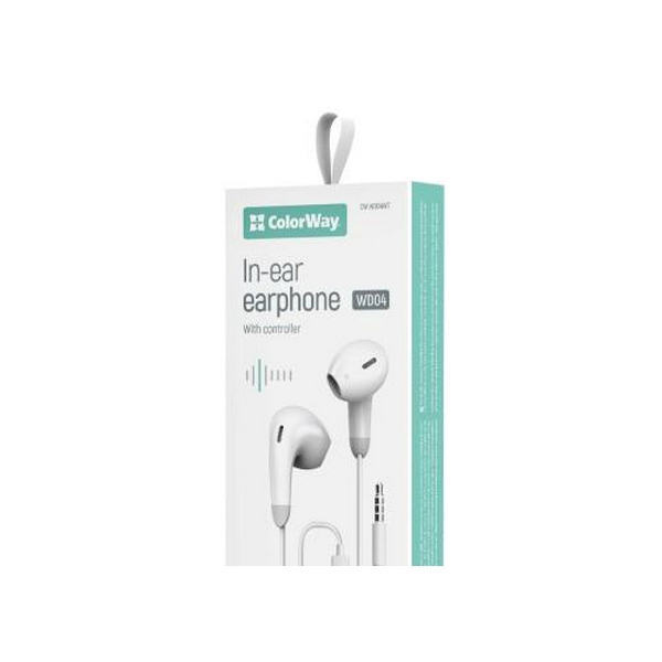 Навушники ColorWay Sound Wave, White, 3.5 мм, мікрофон, динаміки 10 мм, вбудований пульт керування, 1.2 м (CW-WD04WT) - 2