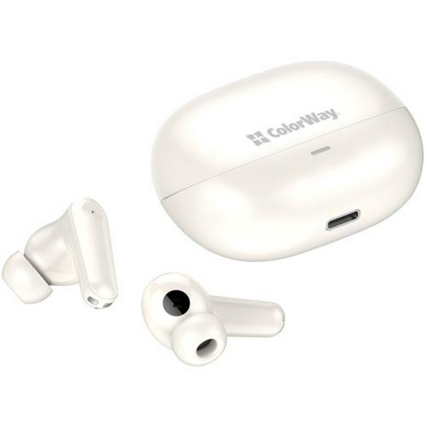 Навушники бездротові ColorWay Earbuds TWS 1, Beige, Bluetooth 5.3, мікрофон, динаміки 13 мм, сенсорне керування, кейс для зарядки, 40 mAh / 400 mAh, Type-C (CW-TWS1BE)