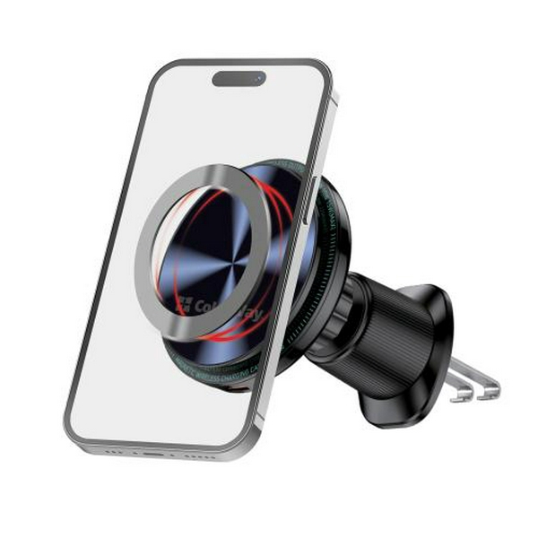 Автотримач для телефону ColorWay MagSafe Air Vent, Black, 15 Вт, бездротова зарядка (Qi), у дефлектор повітроводу, поворотний шарнір 360°, від 4" до 6.5" (CW-CHMW042Q-BK) - 5