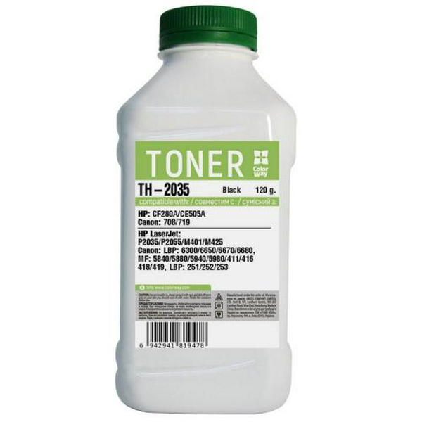 Тонер HP LJ P2030/P2035/P2050/P2055, M401/M425, Black, 120 г, ColorWay (TH-2035)
