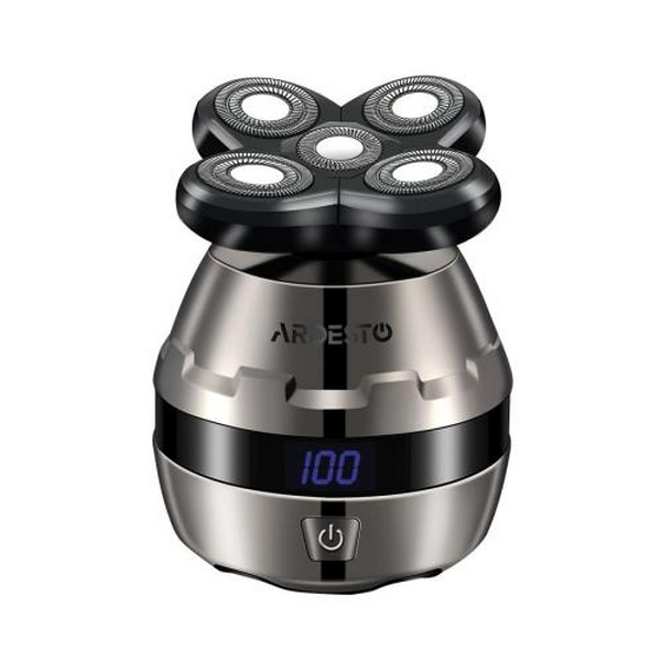 Електробритва для голови Ardesto SHR-5WPR, Bronze, 5W, 5 головок для гоління, роторна система гоління, сухе/вологе гоління, 5 насадок, дисплей, чистка під водою, робота від акумулятора