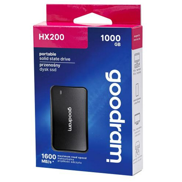 Зовнішній накопичувач SSD, 1Tb, Goodram HX200, Black, Type-C 3.2 (Gen 2), 1500 / 1400 Мб/с (SSDPR-HX200-1K0) - 3