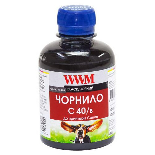 Чорнило WWM Canon PG-37/40/50, PGI-5Bk, BCI-15, Black, 200 мл, водорозчинне (C40/B)