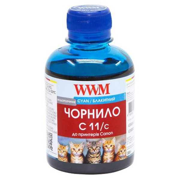 Чорнило WWM Canon CL-511/513/441, CLI-426C/521C, Cyan, 200 мл, водорозчинне (C11/C)