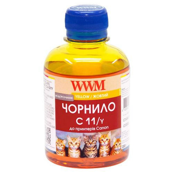 Чорнило WWM Canon CL-511/513/441, CLI-426Y/521Y, Yellow, 200 мл, водорозчинне (C11/Y)