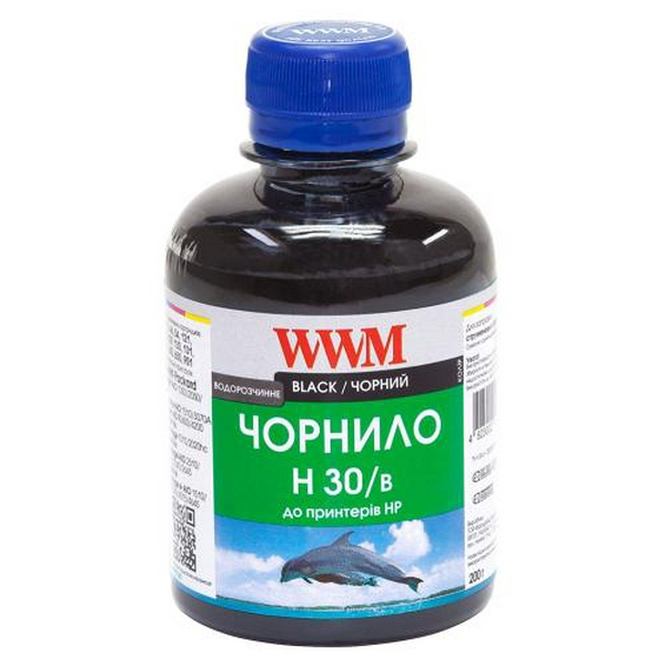 Чорнило WWM HP 21/54/121/122/129/130/131/132/140/901, Black, 200 мл, водорозчинне (H30/B)